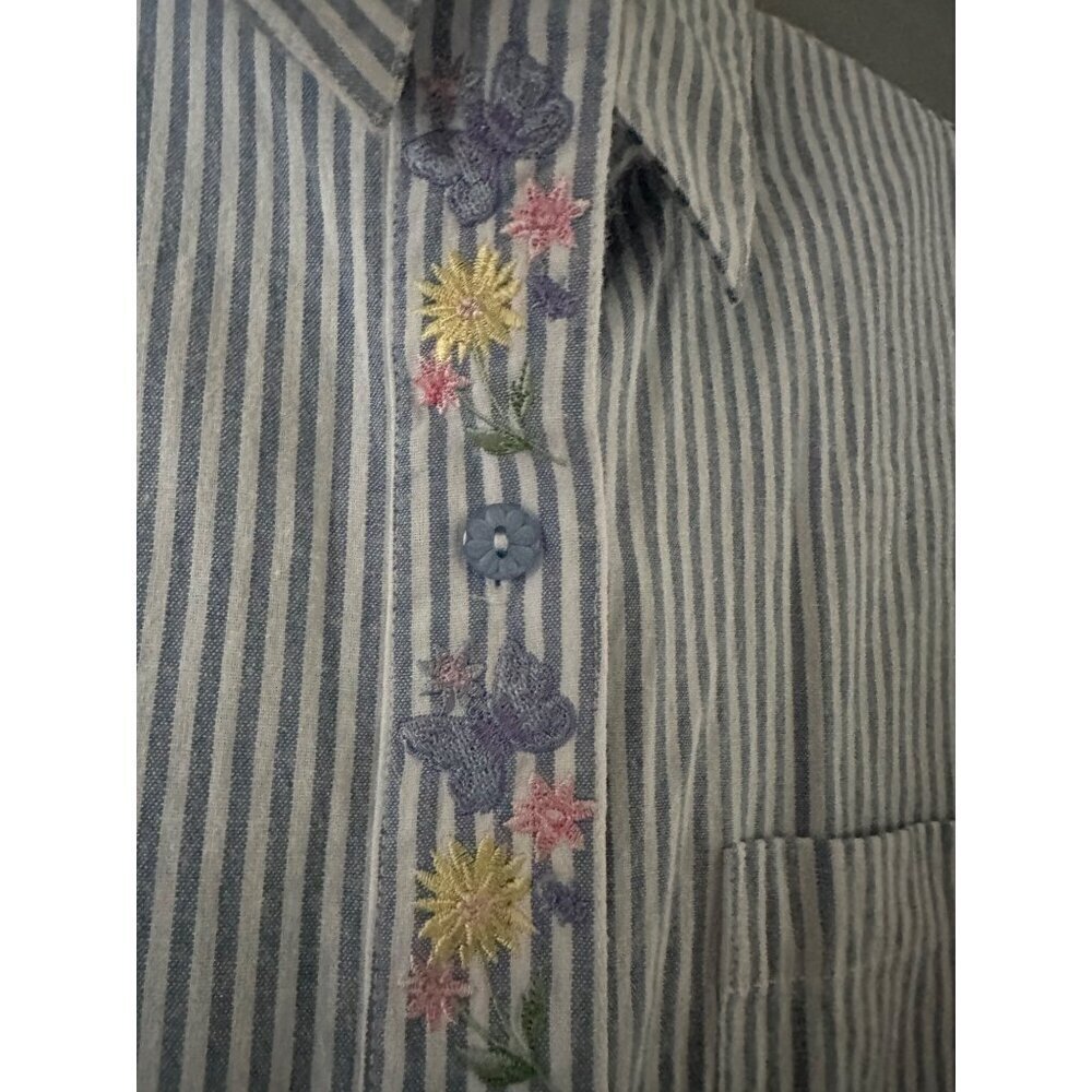 Alfred Dunner Plus Sz 18 Shirt Short Sleeve Floral Embroidery Officecore Casual - Picture 6 of 8